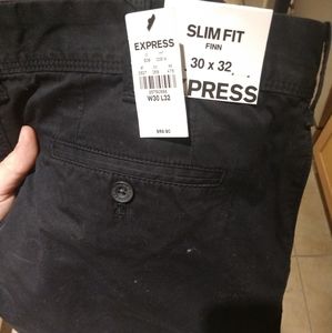 Men's 30x32" express slim fit black chinos